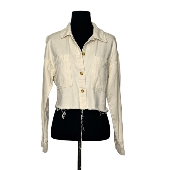 Thread + Supply cream yellow cropped button denim jacket size XS - Picture 10 of 10